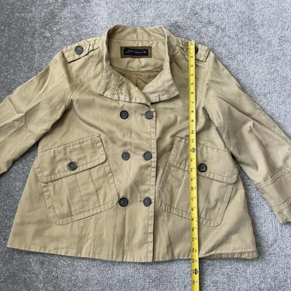 Zara Woman Jacket Womens Small Beige Khaki Casual Short Swing Buttons Chic Coat - Picture 7 of 9